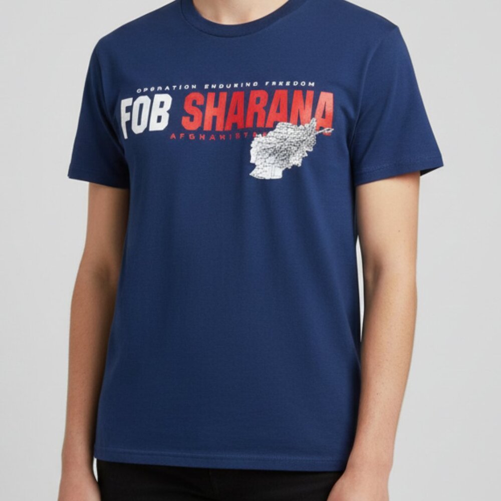FOB Sharana Graphic T-Shirt Unisex Small Blue Crew Neck